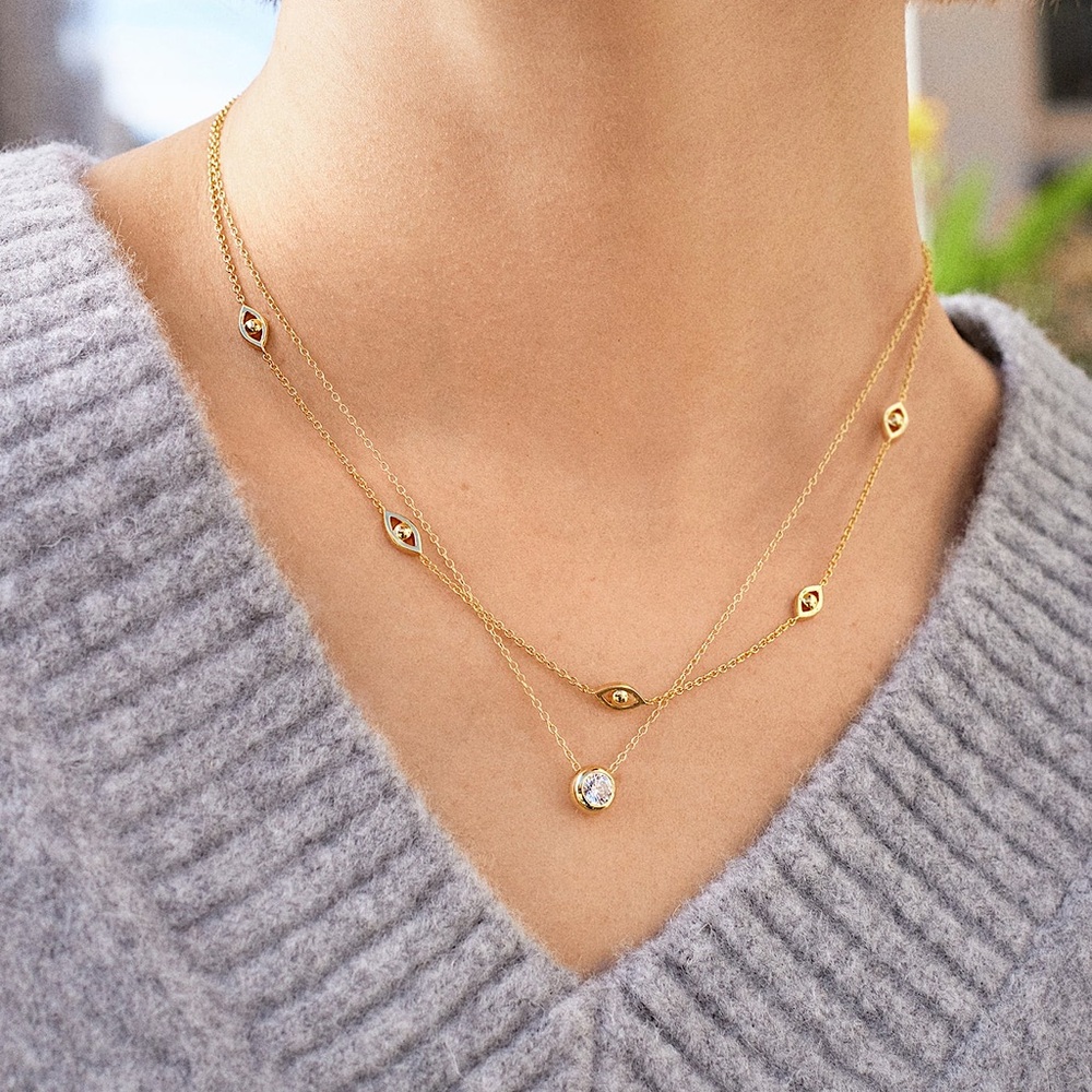 🆕🌿ENVY: SILVER White Gold Dipped Single Round Crystal Necklace